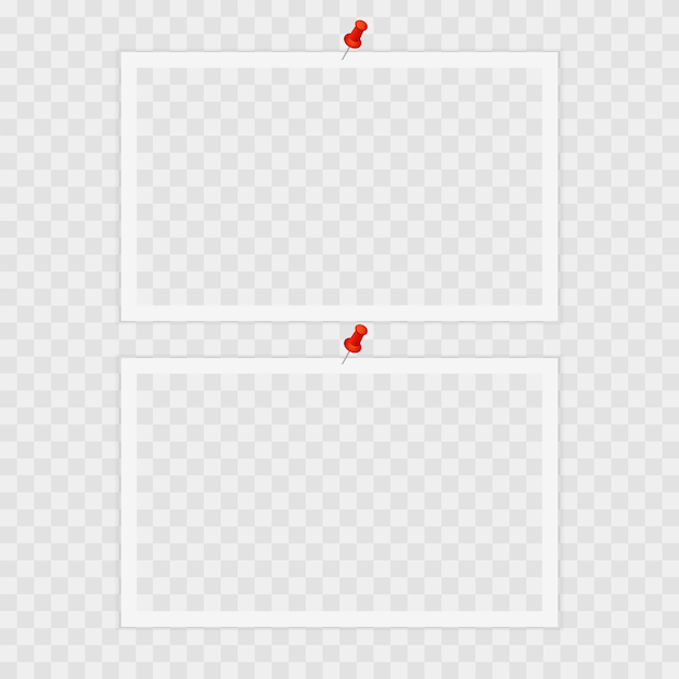 벡터 사진 프레임 직선 핀 드로잉 핀 thumbtack 사진을 위한 빈 템플릿  ⁇ 터 일러스트