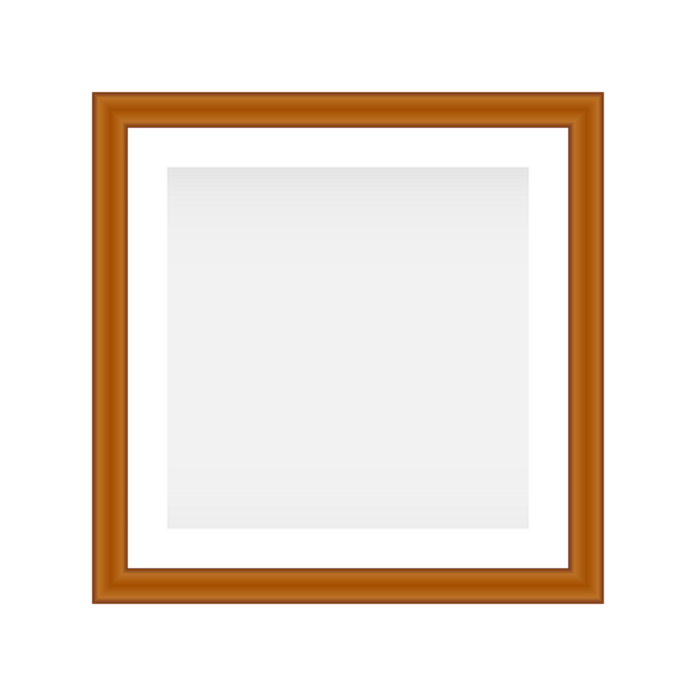 Photo frame wooden square mockup Realistic empty brown frame