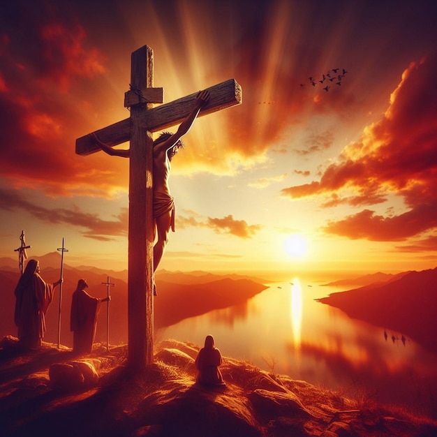 Vector photo illustration of good friday backgroun