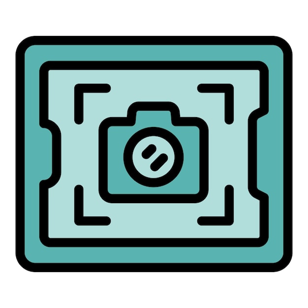 Foto di registrazione online icona contorno vettore pagina di registrazione utente colore digitale piatto
