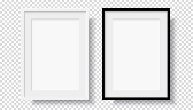 Фотореалистичная черная пустая и белая рамка