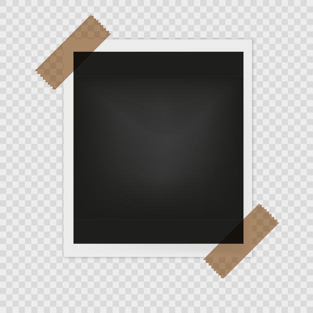 Vector photo on sticky tape transparent background shadow