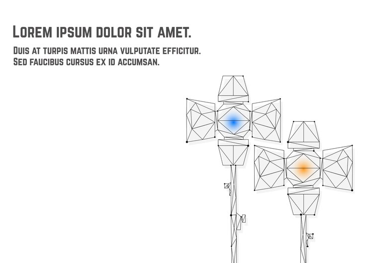 Vector photo studio equipment two reflectors made in polygon style