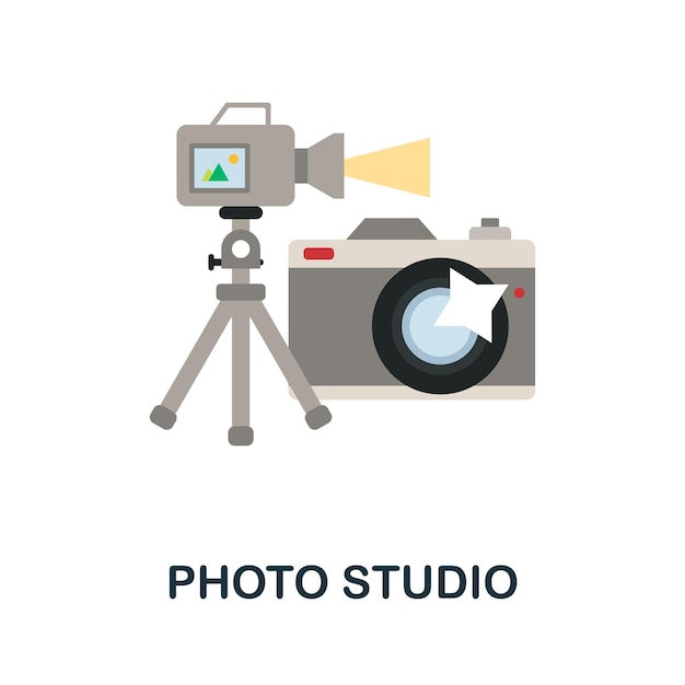 Photo Studio flat icon Colored sign from small business collection Creative Photo Studio icon illustration for web design infographics and more