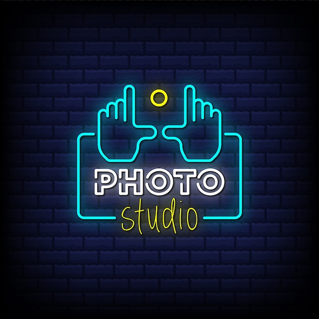 Photo studio neon signs style text