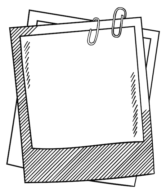 Vettore fotocard cornice disegnata a mano modello di nota doodle isolato su sfondo bianco