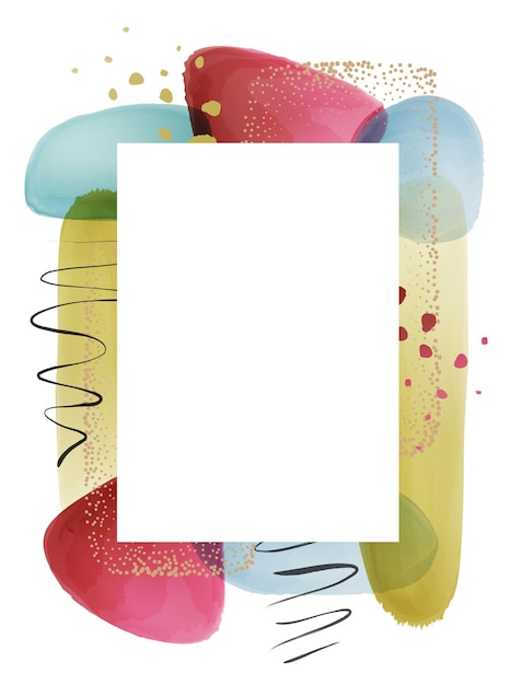 Vector photoframe frame design with watercolor background