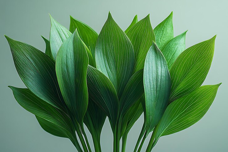 Vector photograph of a pile of green cardamom and green leafs