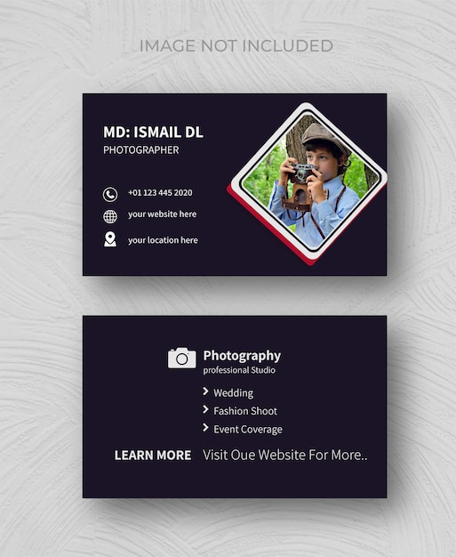 Vector photographer camera black white photography business card