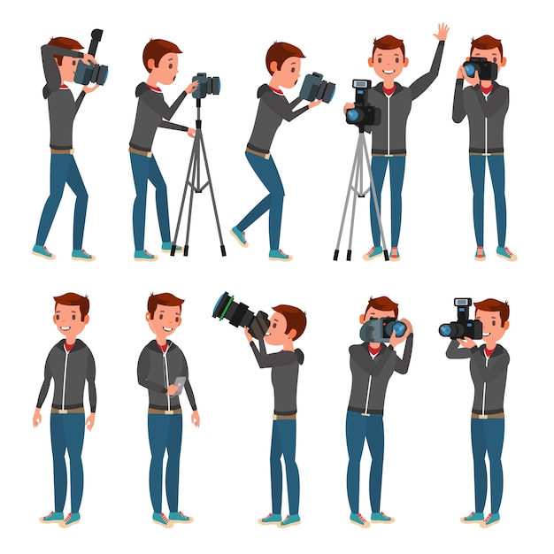 Vector photographer chracter set