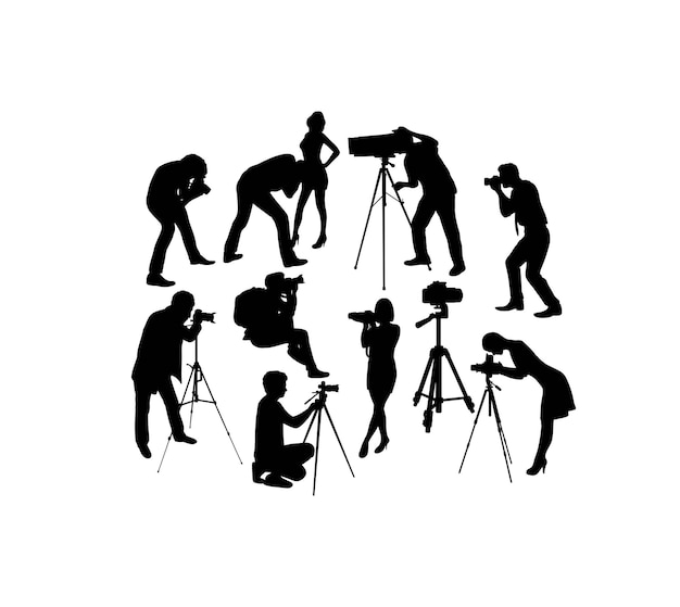 Photographer hunting activity silhouettes art vector design