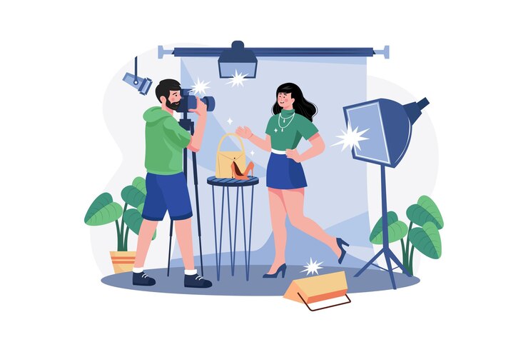 Photographer Illustration concept on white