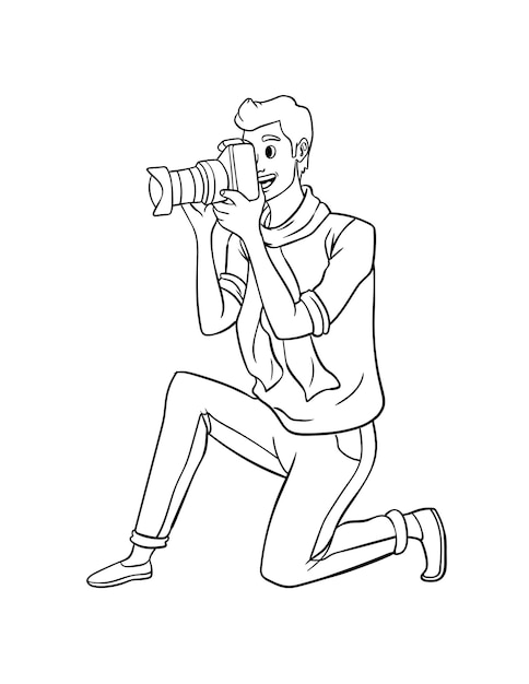 Photographer isolated coloring page for kids