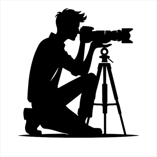 Vector photographer man camera silhouette vector illustration