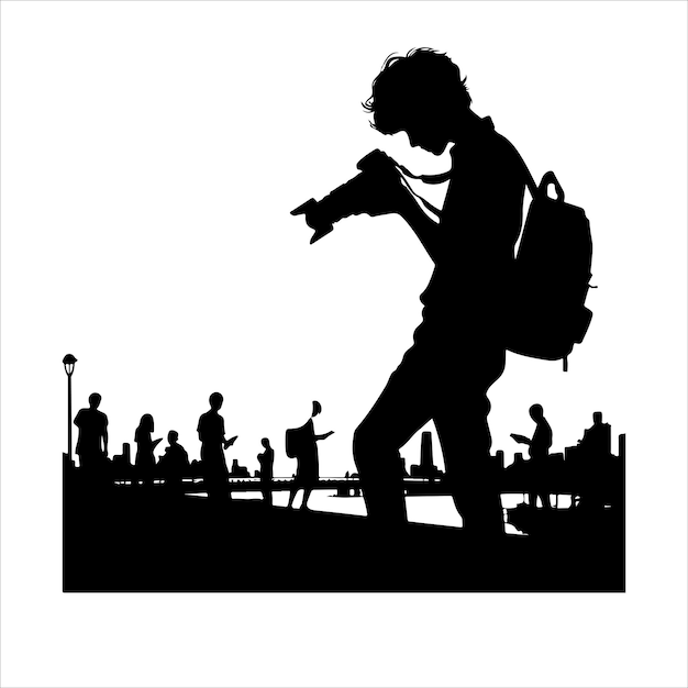 Vector photographer man camera silhouette vector illustration