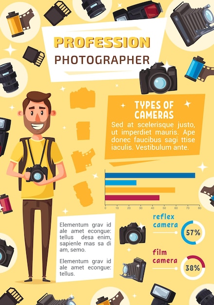 Photographer man profession cartoon vector