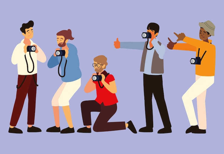 Vector photographer men with camera