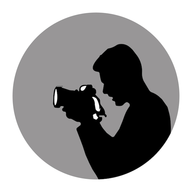 Photographer silhouette with camera Vector illustration Flat design style
