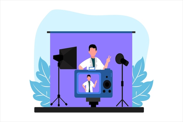 Photographer Studio Flat Illustration Design