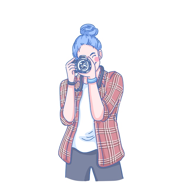 Vector photographer woman