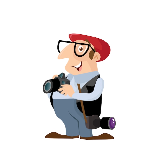 Vector photographer worker picture camera character illustration