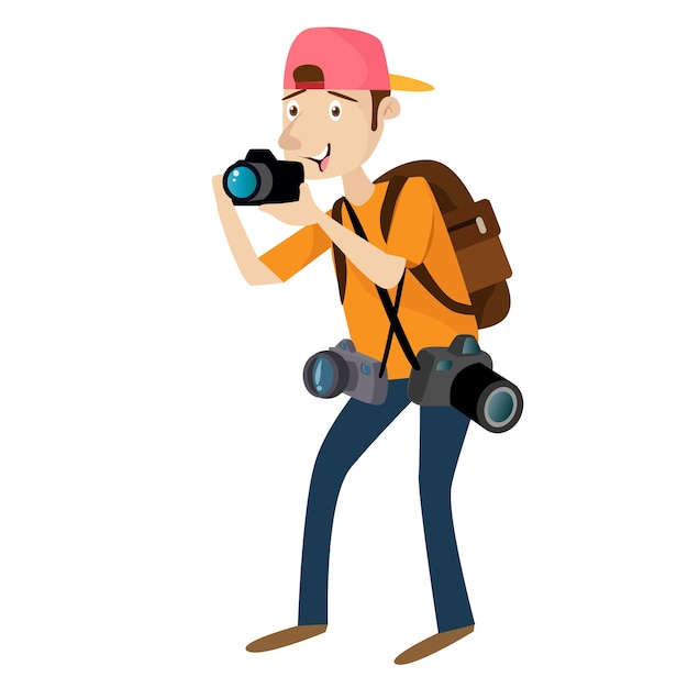 PHOTOGRAPHER WORKER PICTURE CAMERA CHARACTER ILLUSTRATION 