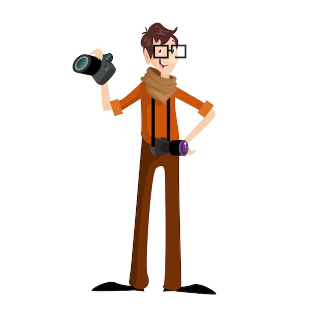 PHOTOGRAPHER WORKER PICTURE CAMERA CHARACTER ILLUSTRATION 