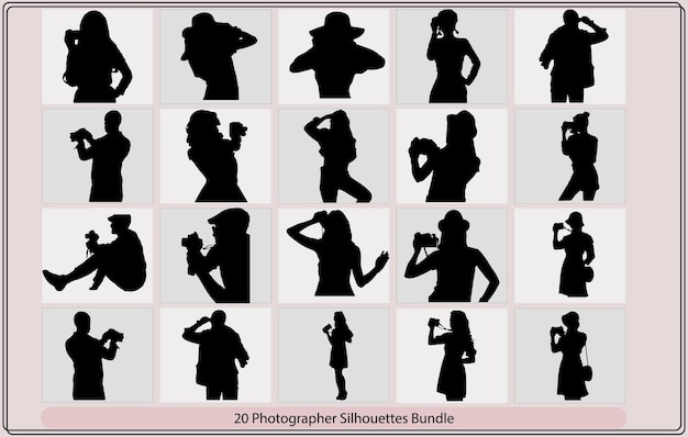 Photographers silhouettes photographers silhouettes collectionSet silhouettes man photographingRe