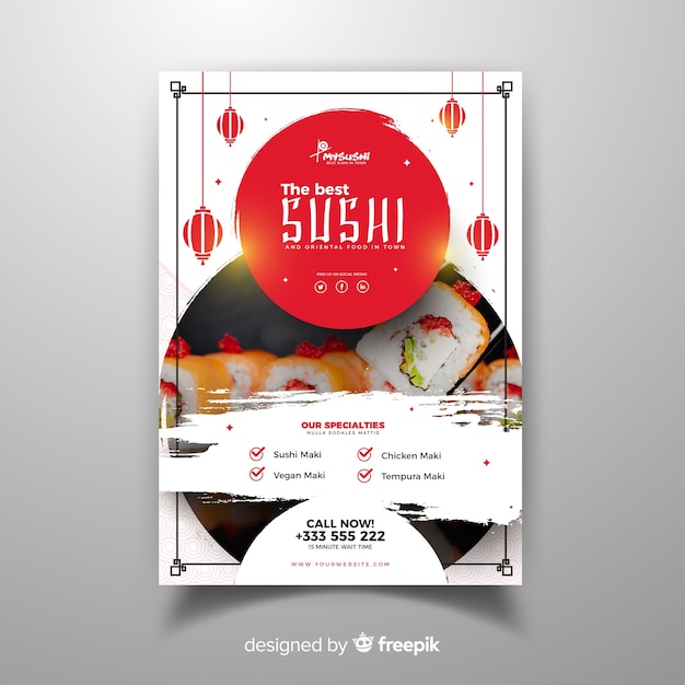 Vector photographic chinese restaurant flyer