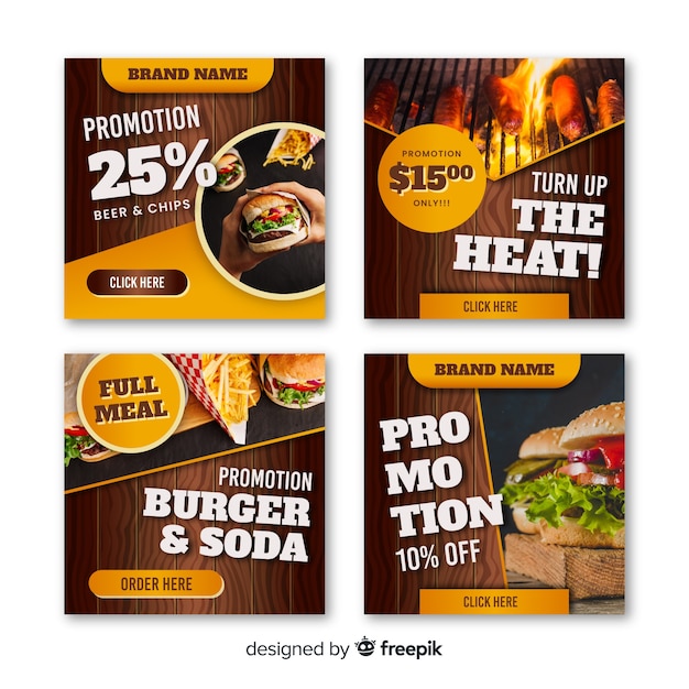 Photographic square burguer banner