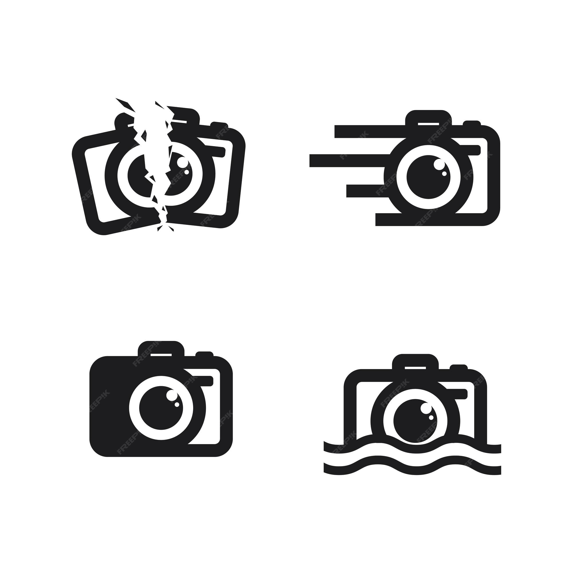 Premium Vector | Photography camera logo icon vector design template  isolated on black background