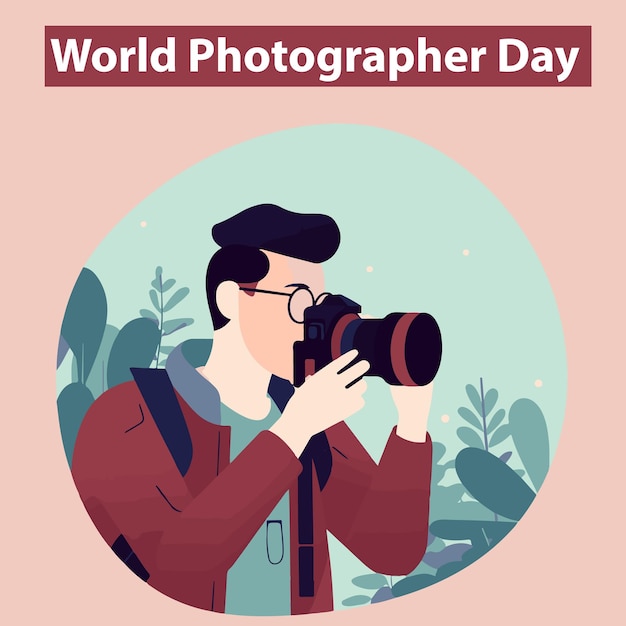 Photography day flat vector illustration