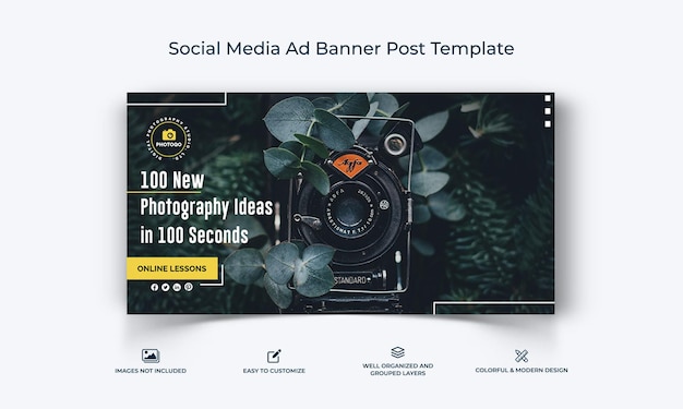 Vector photography facebook ad banner template