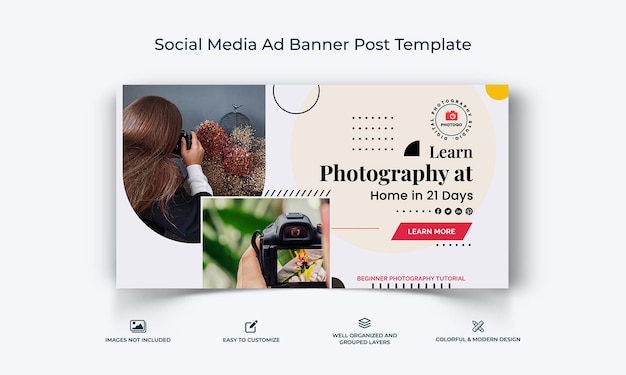 Vector photography facebook ad banner template