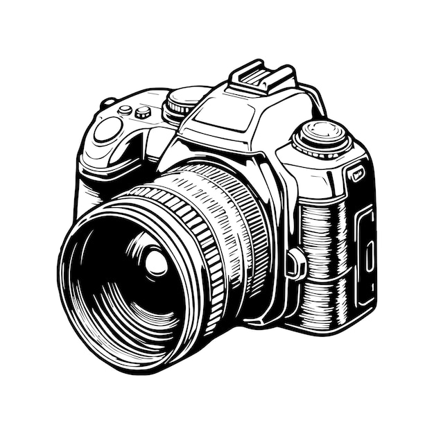 photography icon hand drawn illustration black and white
