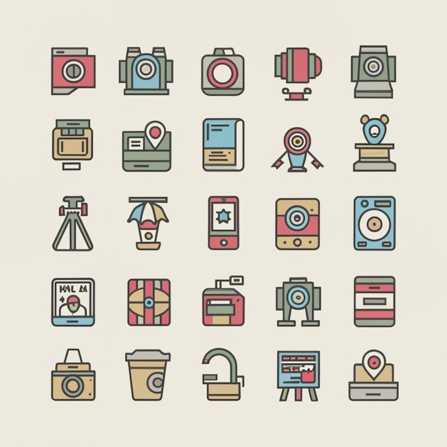 Photography icon vector set