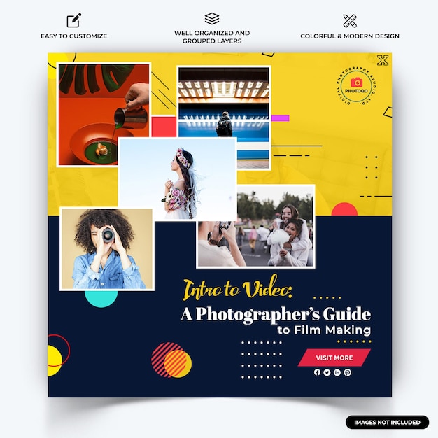 Fotografia instagram post web banner template vector vettore premium