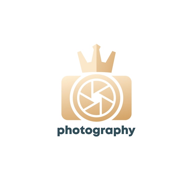 Photography logo design with camera and crown