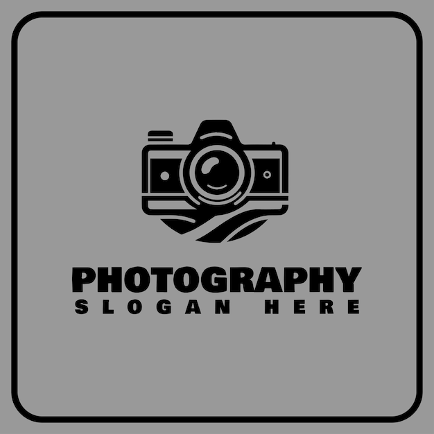 Vector photography logo design with camera lens simple