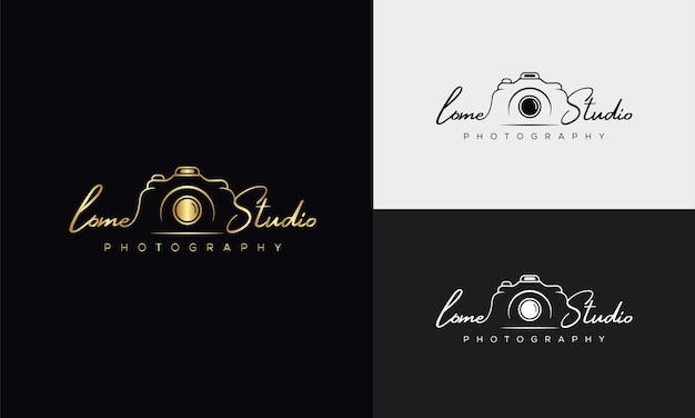 Photography logo handwriting photograph template vector signature logo design