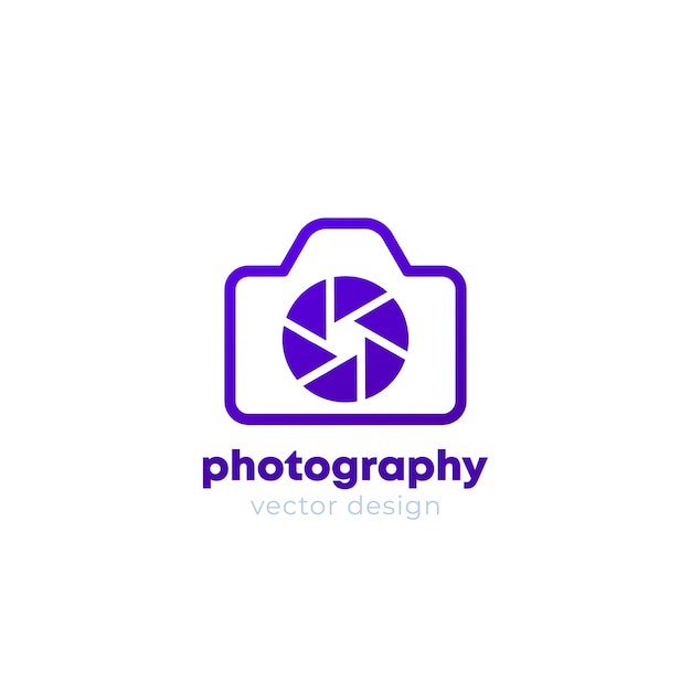 Logo di fotografia con una macchina fotografica, vettore