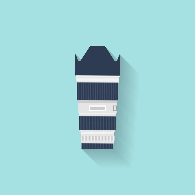 Vector photography photo camera in a flat style with lens photoshooting photographing equipment vector
