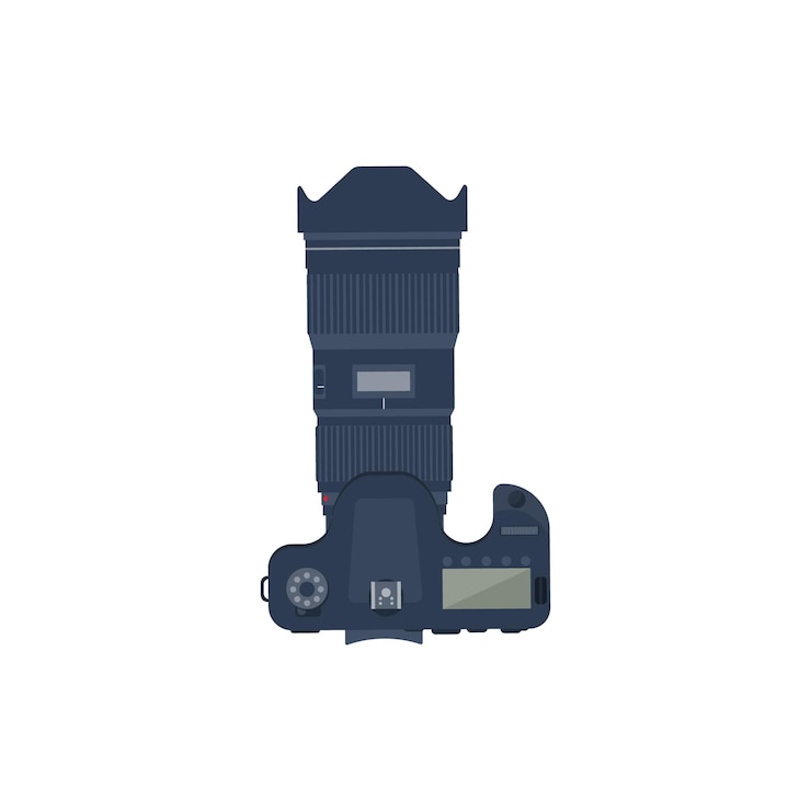 Vector photography photo camera in a flat style with lens photoshootingphotographing equipmentvector illustration