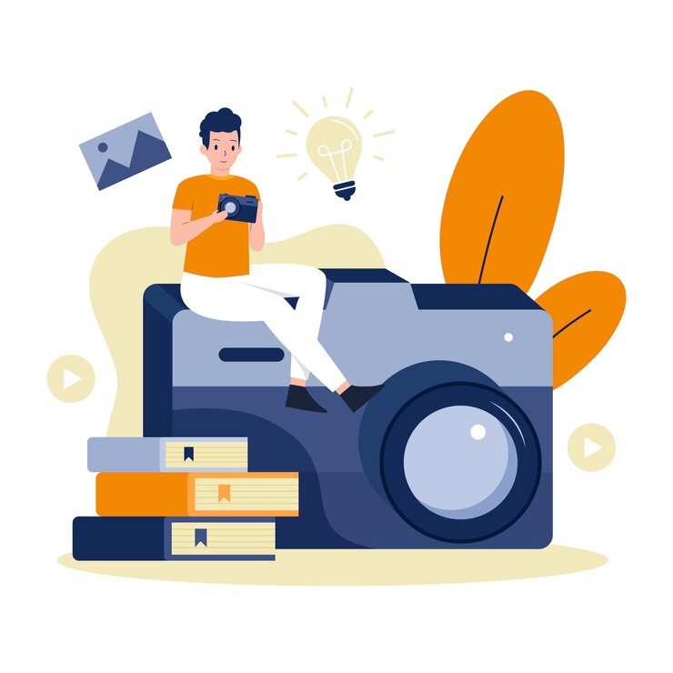 Vector photography school course illustration design concept illustration for websites landing pages mobile applications posters and banners