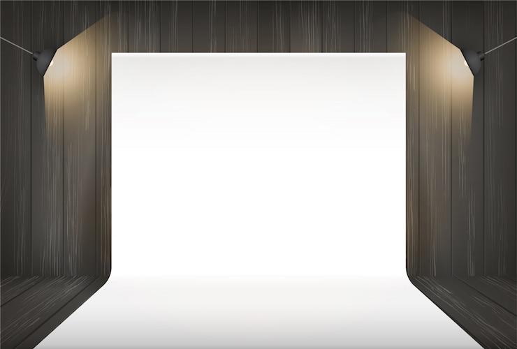 Vector photography studio background with lighting.