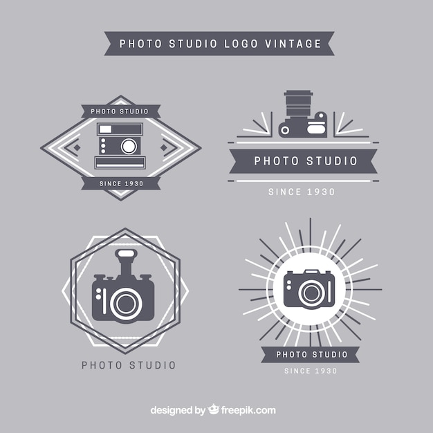 Vettore photo studio logo epoca