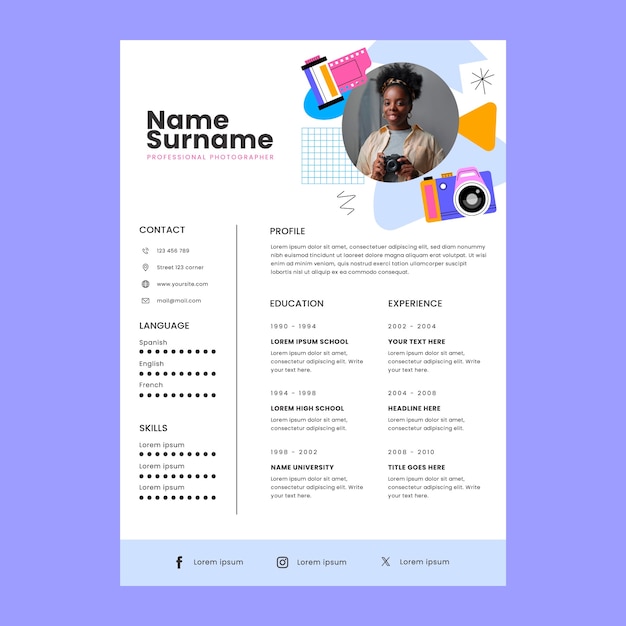 Photography studio resume template