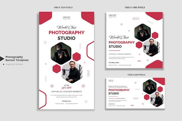 Modello di social media e banner web per studio fotografico