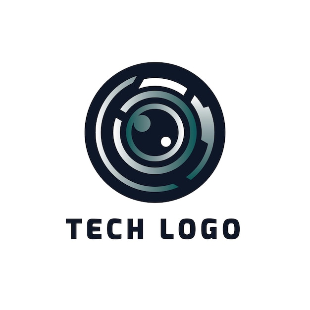 Fotografia tech camera di sicurezza logo design vector template