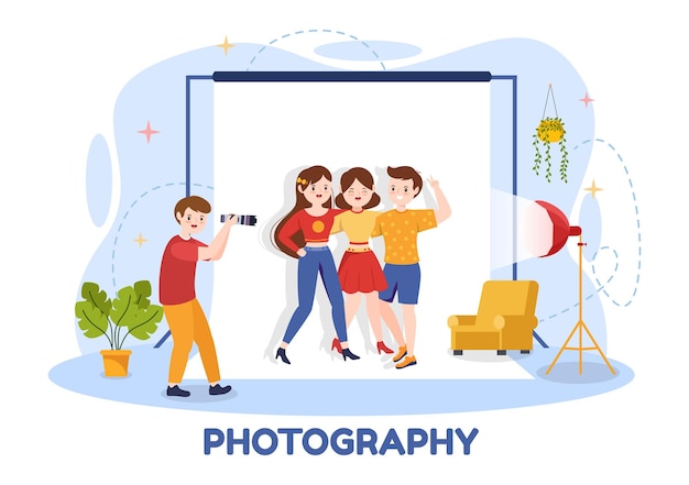 Photography Vector Illustration with Camera and Equipment to Capture Travel and Memories in Cartoon